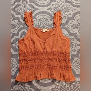 Anthropologie Forever That Girl Ruffled Sleeve Scoop Neck Tank Top Size XS